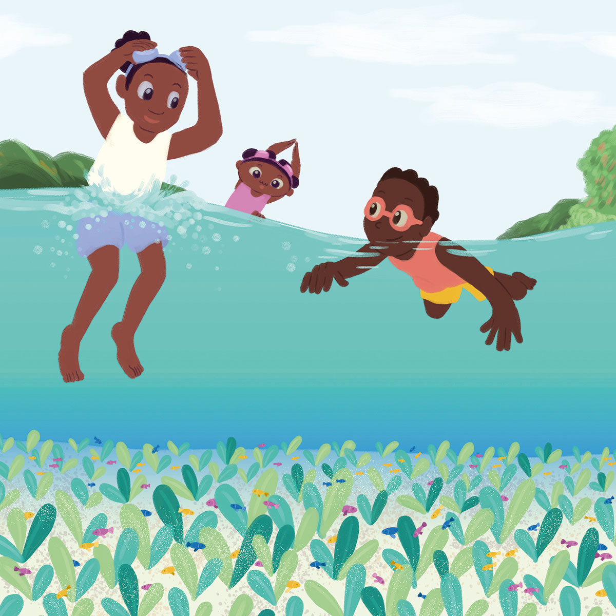 Vola, Ravo, and Tiana Discover the Seagrass